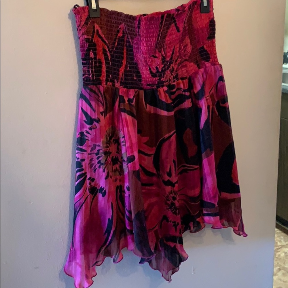 Strapless chiffon floral shirt